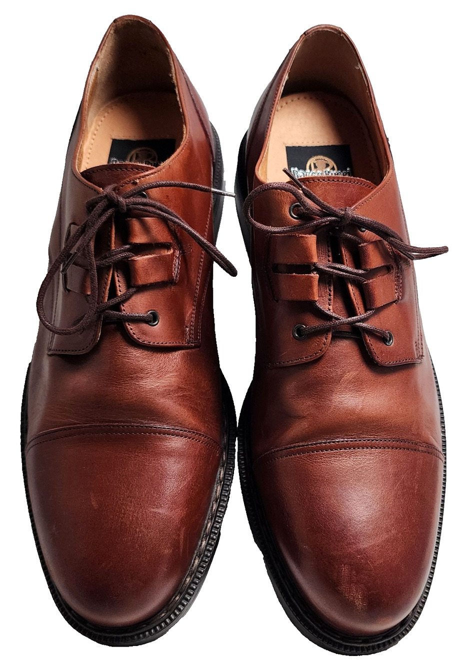 Mens Bacco Bucci Brown Leather Oxford Shoes Made In Italy Size 14 D High Quality